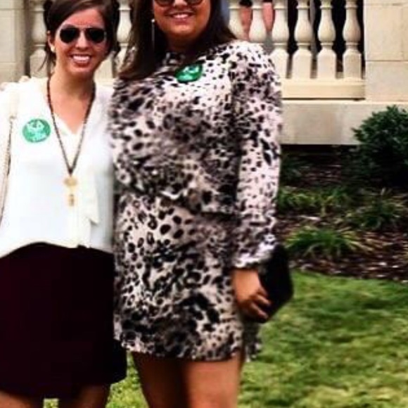 VINCE CAMUTO Animal Print Blouson Dress - Picture 2 of 5